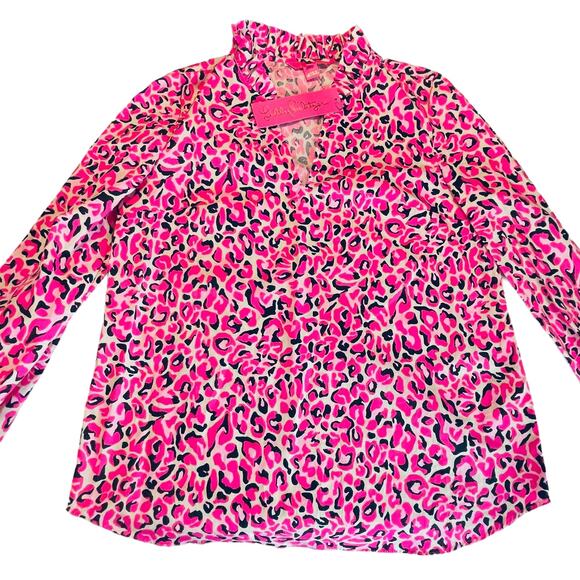 Lilly Pulitzer Sherida Pink Topaz Animal Print My Favorite Spot LS Top XS NWT - Picture 11 of 14